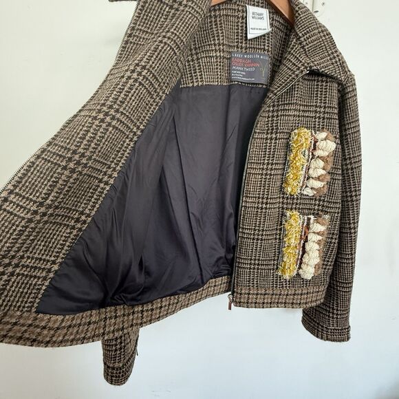 Bethany Williams Manx Tweed Wool Jacket XL Handwoven Applique Made in England - Picture 12 of 13